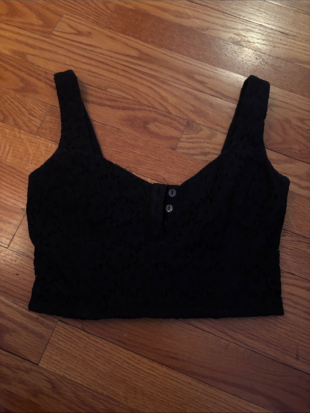 Lucca Couture Black Lace Cropped Tank